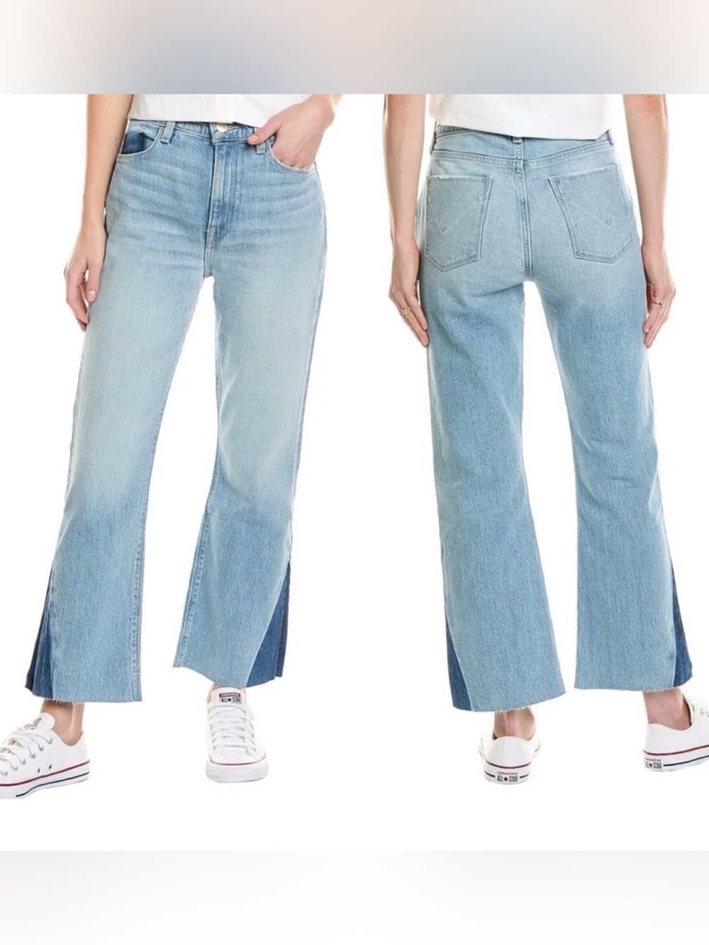 Hudson Jeans Two-Tone Light Blue High-Rise Wide Leg Jeans